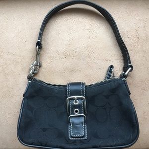 Small black coach shoulder bag with buckle
